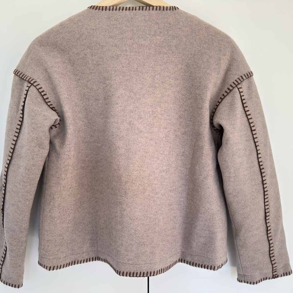 Vici Women's Beige Cardigan with Brown Trim - Picture 12 of 14